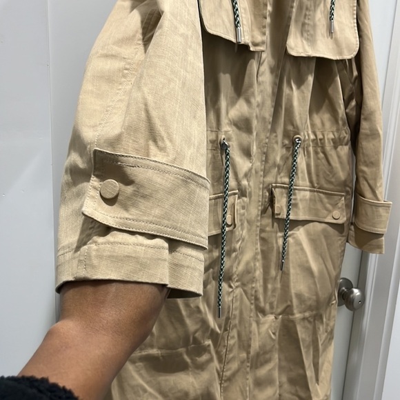 Claudia Pierrot Paris Goji Woven Khaki Tan Trench Coat Sz 36 UK 8 US 4 - Picture 5 of 13